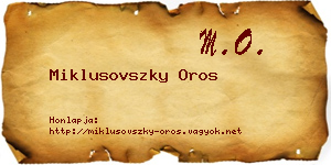 Miklusovszky Oros névjegykártya